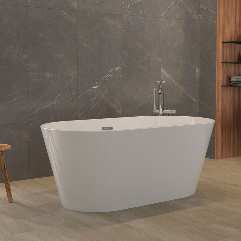 63" x 28" Freestanding Soaking Acrylic Bathtub