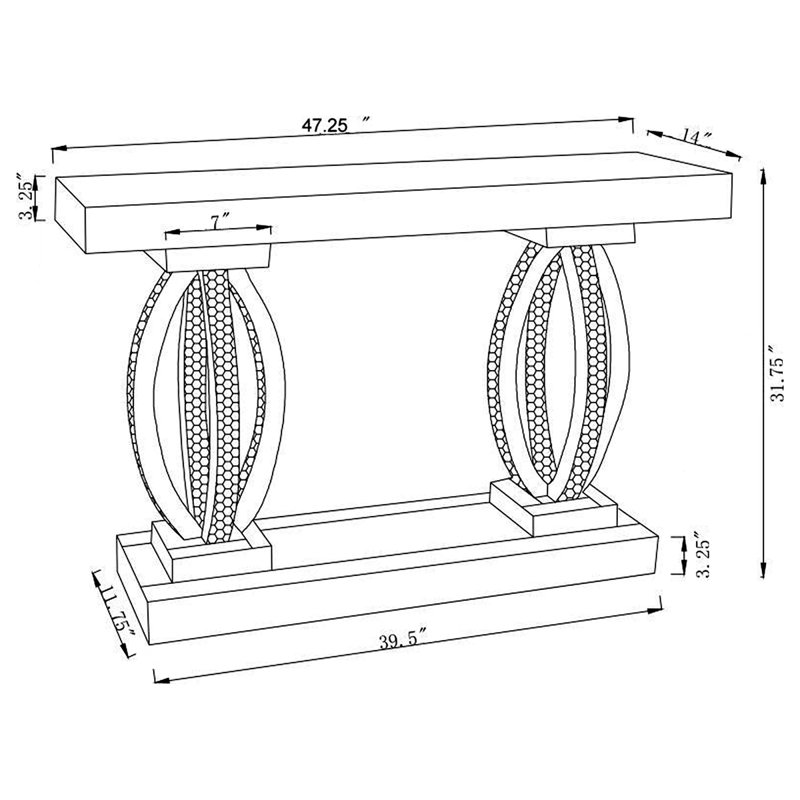 Mirrored Acrylic Entryway Sofa Console Table