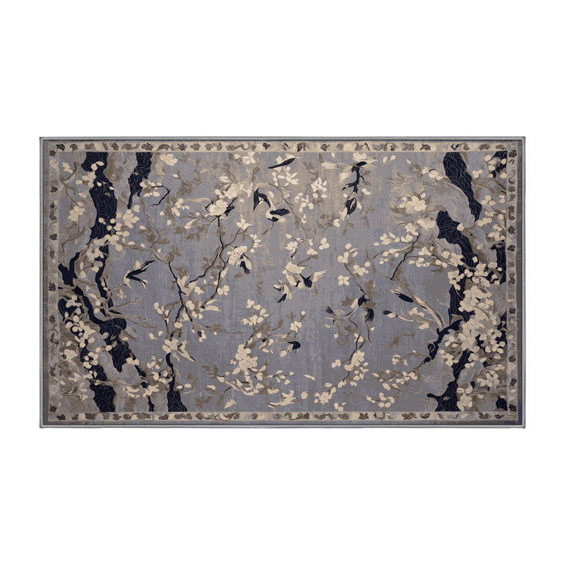 Machine Washable Gray Area Rug, Rectangle 4' x 6'