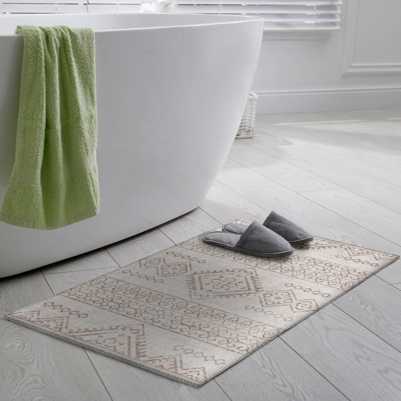 Tapis gris tissé à la machine Ancalin, Rectangle 3 pi x 5 pi