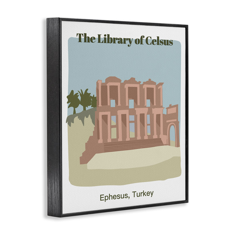 Bibliothèque de l'architecture de Celcus, estampe numérique encadrée par Regina Moore, Giclée encadrée noir minuit