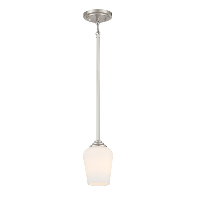 Arbra Glass Semi Flush Mount, Brushed Nickel, White