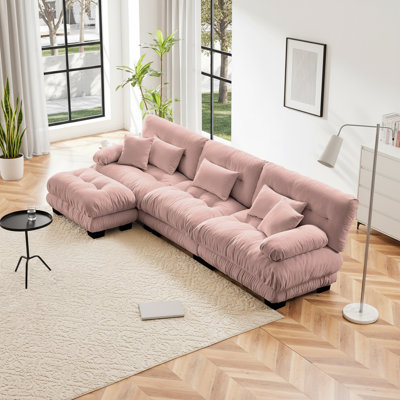 Canapé-lit Cloud avec canapé-lit, canapé-lit modulaire à 3 places en chenille et coussins lombaires