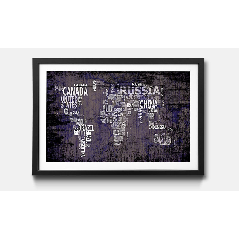 Weltkarten Worldmap No.9 - Single Picture Frame Print, 40cm H x 60cm W x 2.2cm D