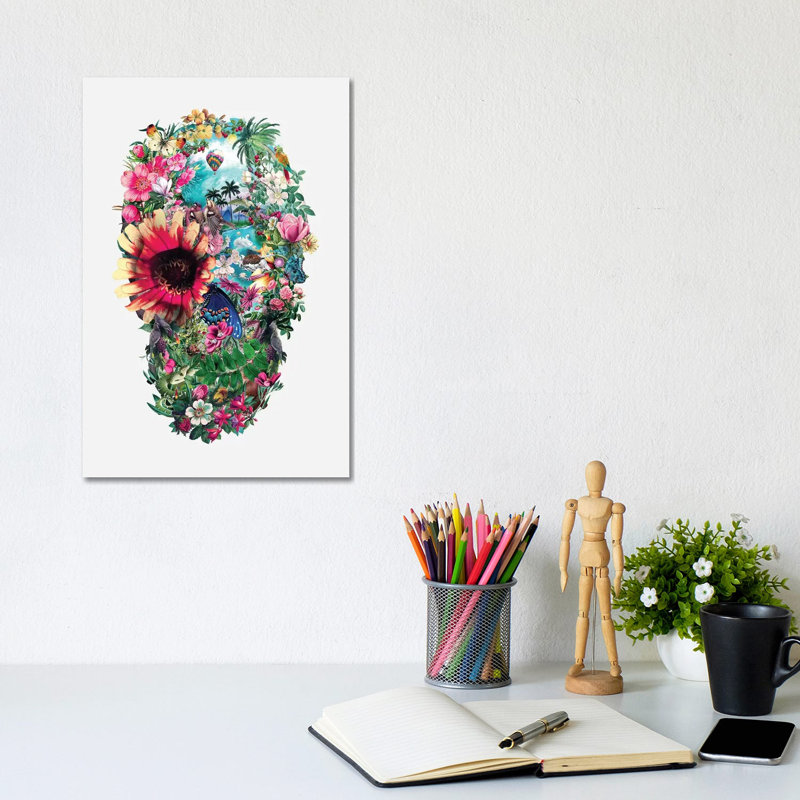 Summer Skull II by Riza Peker - Wrapped Canvas Painting, 30.48cm H x 20.32cm W x 1.905cm D