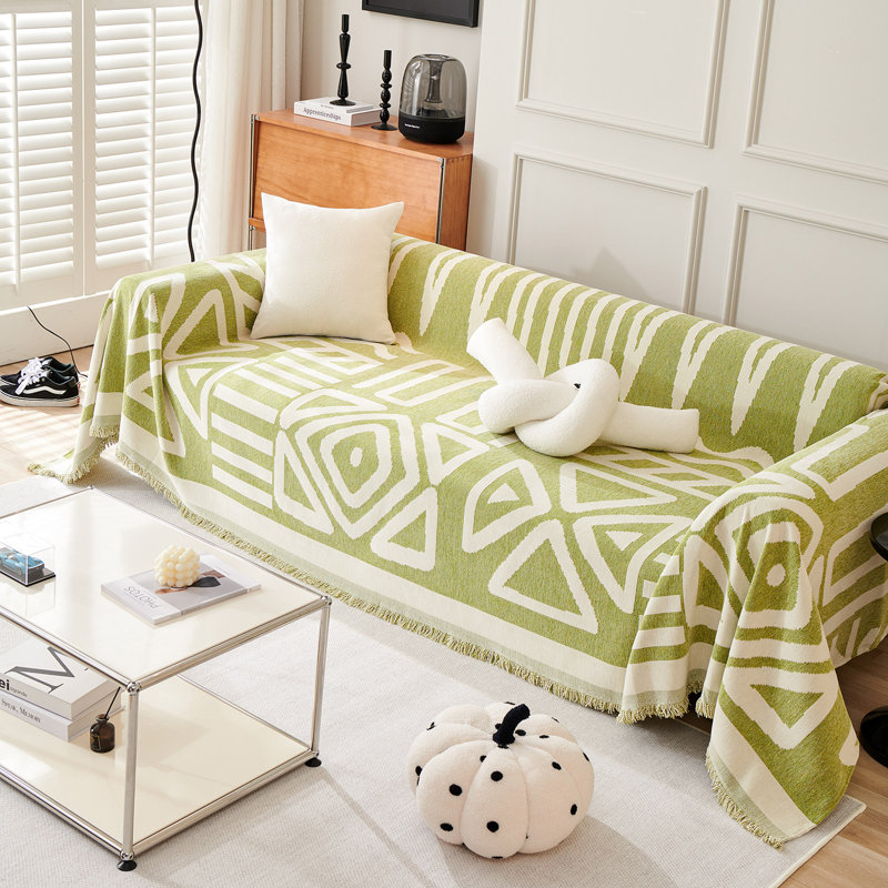 Housse pour canapé modulaire Boho Chenille, H 71 po x l 134 po x P 0,1 po, Vert