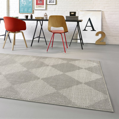 Tapis gris tissé à la machine Shaunie