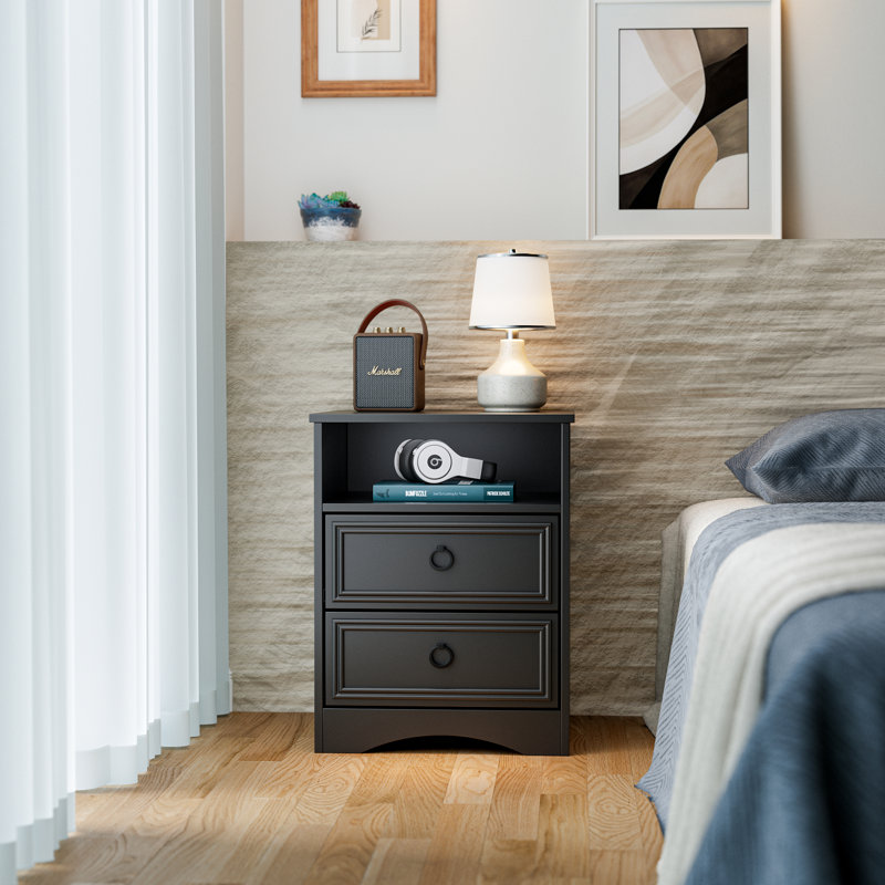 Kashiff 2 - Drawer Nightstand, Black