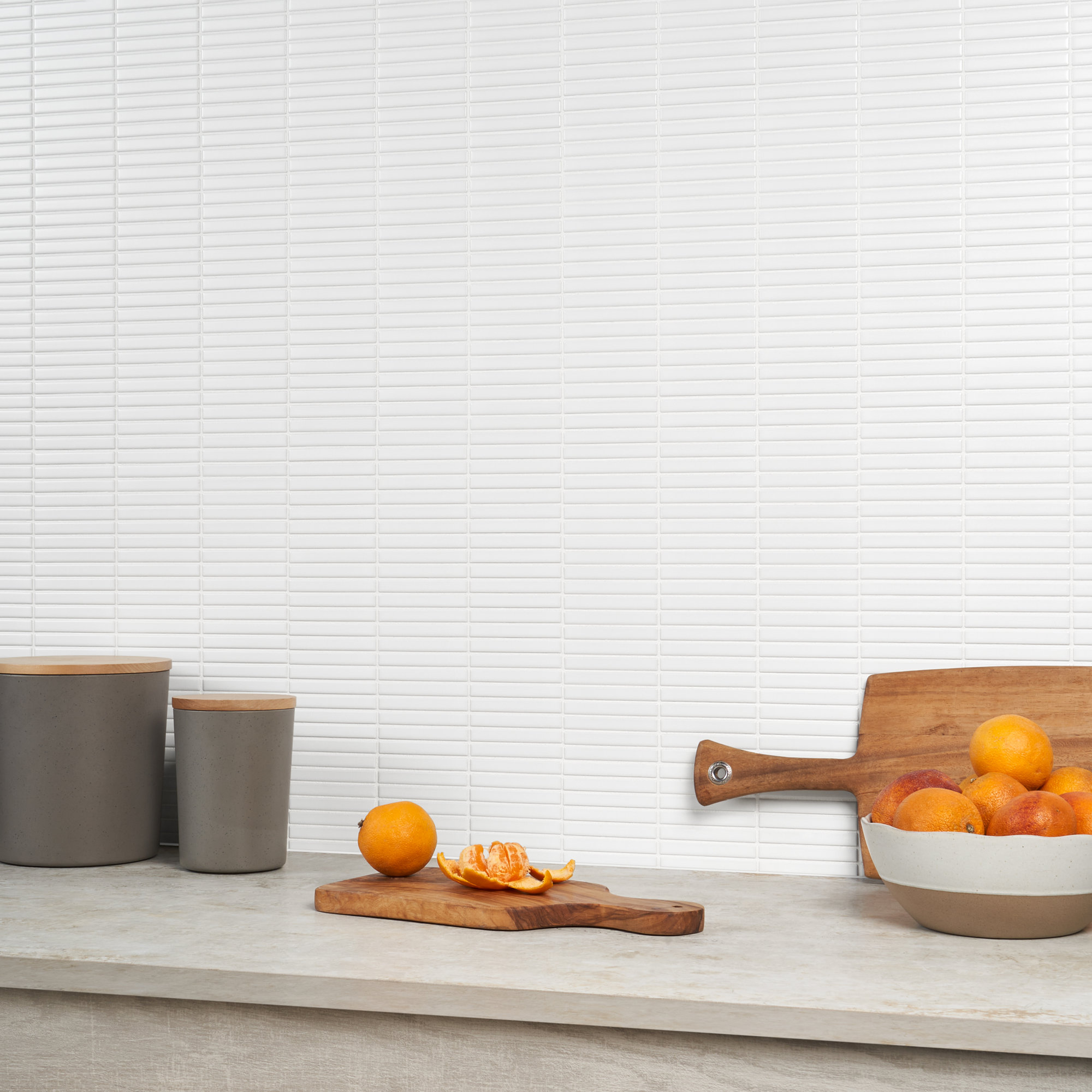 Monogram Stacked 11.19 In. X 11.9 In. Glossy Porcelain Mosaic Floor And Wall Tile (0.92 Sq. Ft. / Each), White Matte