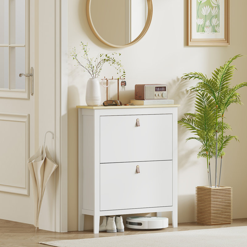 14 Pair Shoe Storage Cabinet, White