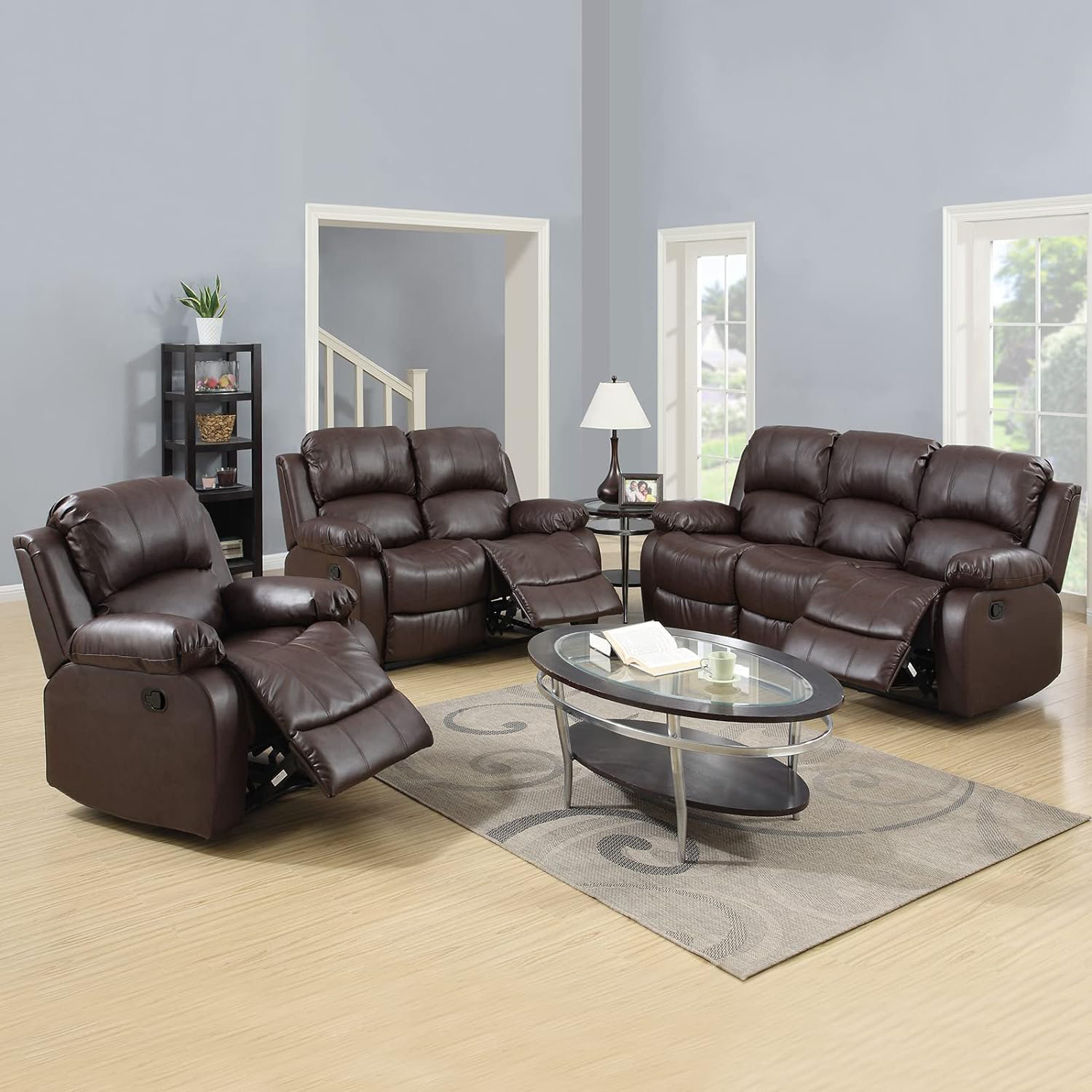 Ebern Designs Albertdine 3 - Piece Faux Leather Living Room Set 