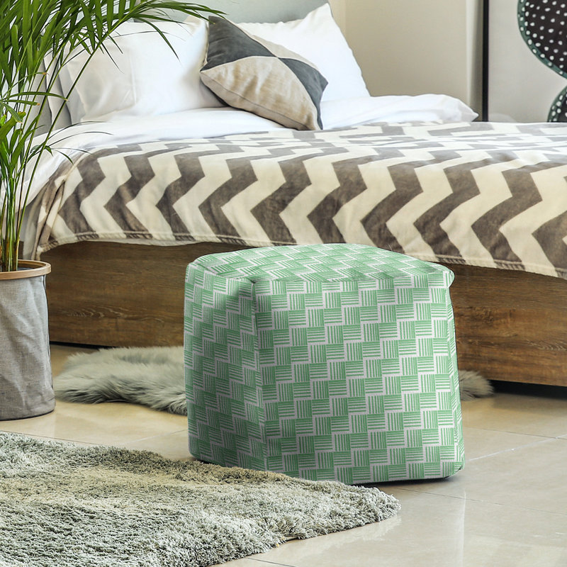 Repose-pieds cubique à rayures classic basketweave, Vert / Gris