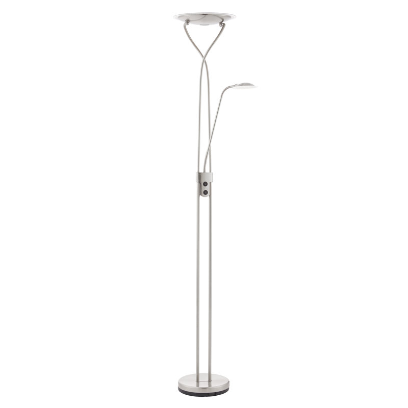Holliness 180 H cm Torchiere Floor Lamp, Satin Chrome