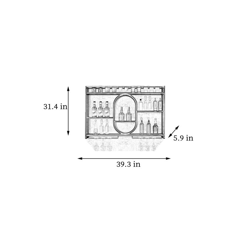 Yuritza, Doré, H 31,4 po x l 39,3 po x P 5,9 po