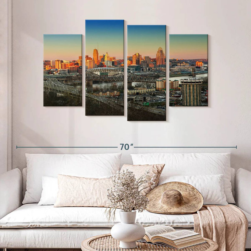 Hannes Cincinnati Sunset Skyline, 32" H x 52" W