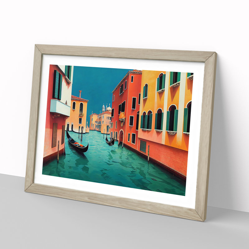 Modern Venice Canal Vol.2 - Framed Print, 25cm H x 34cm W x 2cm D, Oak Framed