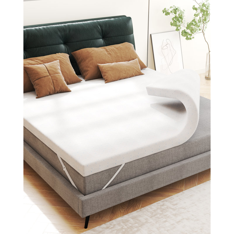  Mattress Topper, 3 inch Queen High Density Memory Foam Mattress Topper with Ultra Soft Cover & Corner Straps, CertiPUR-US Certified, Blue