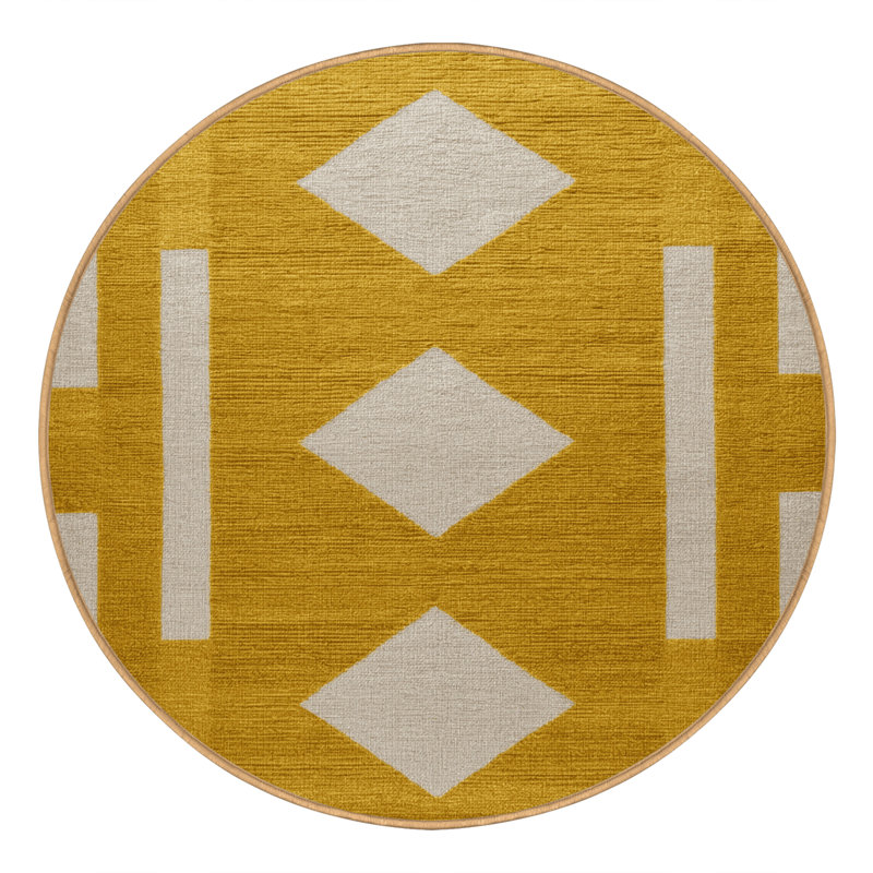 Machine Washable Botanical Brown Area Rug, Round 8'