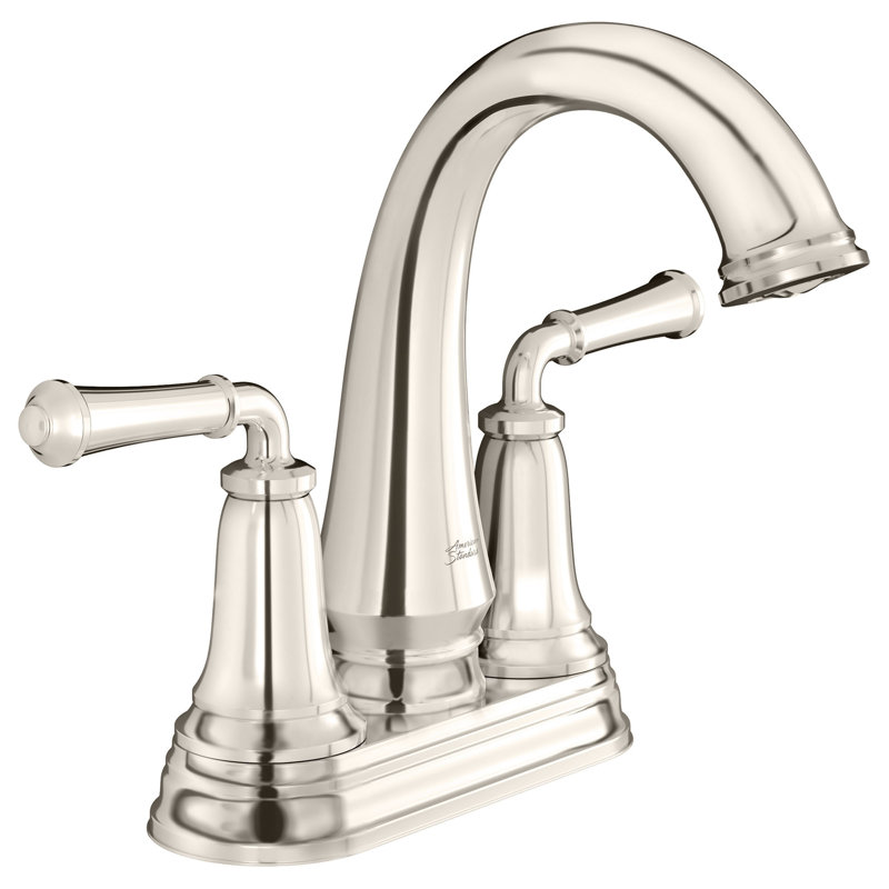 Robinet de salle de bain central avec drain Delancey, Nickel poli, Sans indicateur chaud / froid