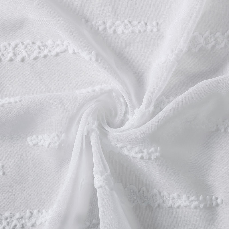 White Sheer Polyester Rod Pocket Window Curtain Panels, 84" Length