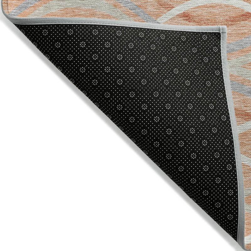 Tapis extérieur lavable abstrait orange et gris pêche 10 pi x 14 pi