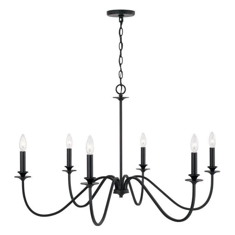 Weston 6 - Light Steel Dimmable Chandelier, Matte Black