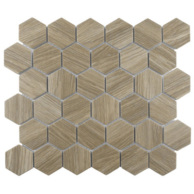 Llama 2" Hex 11-1/8 " x 12-5/8 " Porcelain Mosaic Floor and Wall Tile