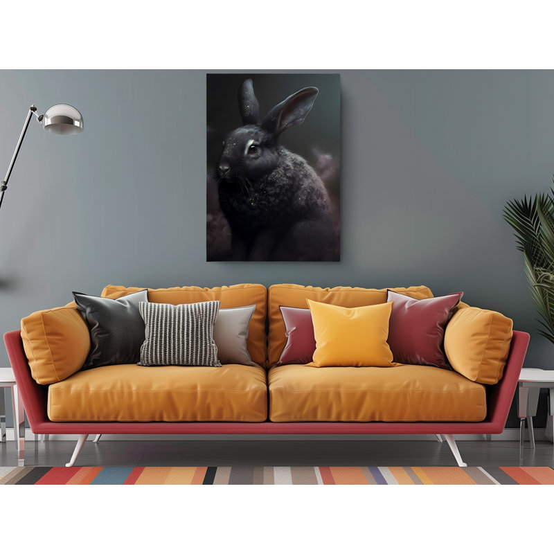" Lucky Black Bunny ", 24" H x 16" W x 1" D
