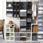Bacs de rangement de taille moyenne en tissu avec couvercle entièrement amovible et tissu en lin luxueux graphite-20395688-2121285