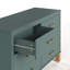 Commode double 6 tiroirs en bleu, armoire de rangement moderne avec poignées en métal et pieds en bois massif, organisateur de tiroir de commode