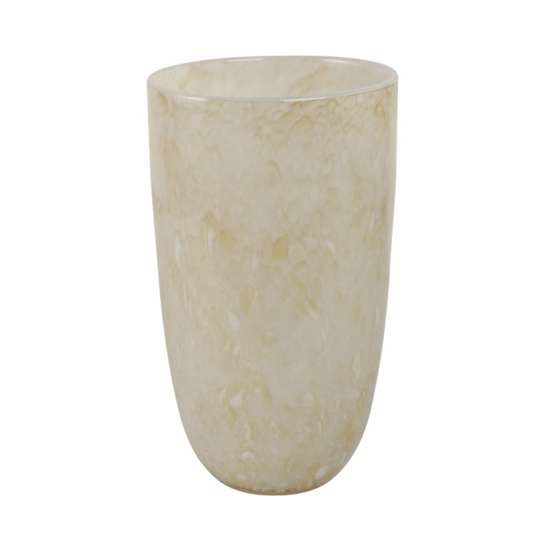 Addis Handmade Glass Table Vase, 12" H x 7" W x 7" D, Ivory