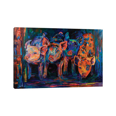 Four Little Pigs by Lindsey Dahl - Wrapped Canvas Painting