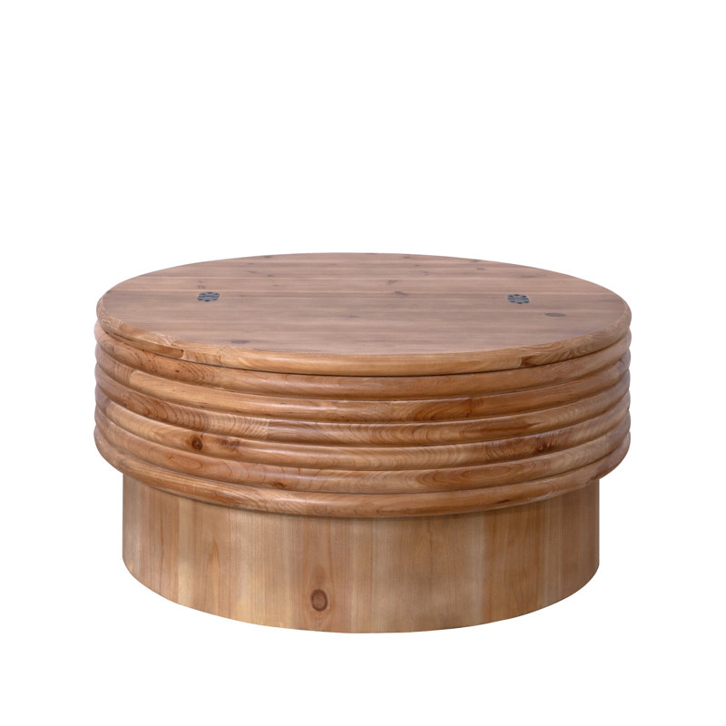 30.3" Wood Round Coffee Table With Openable Tabletop