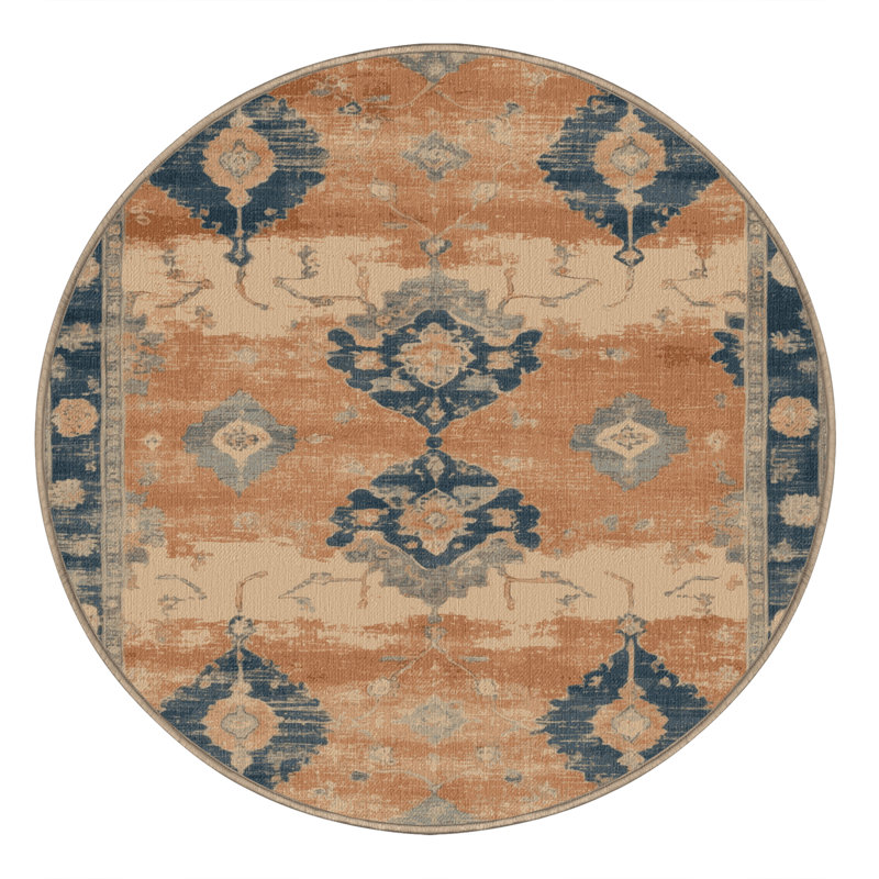 Tapis brun lavable à la machine, Rond 8 pi