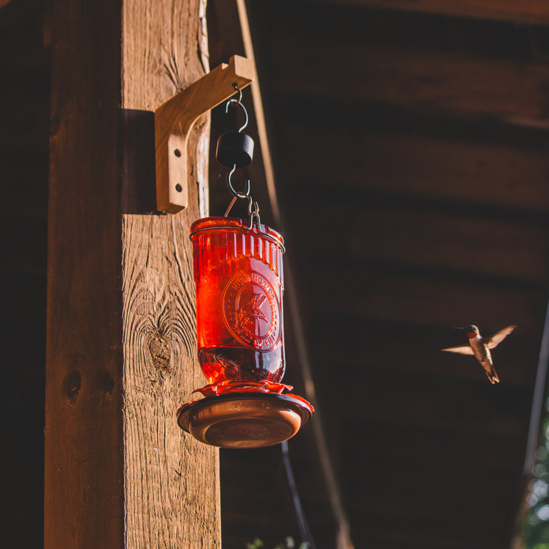  Mangeoire à colibri en verre rouge