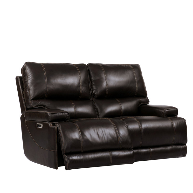 Causeuse inclinable en cuir avec accoudoirs coussinés de 65,4 po Adlan, Café Vérone