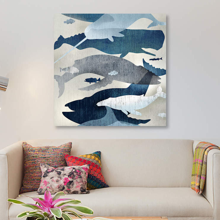 « baleines watch i », impression sur toile, H 18 po x l 18 po x P 1,5 po