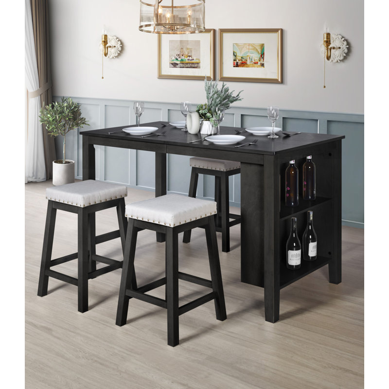 Aridna 4 - Person Four Leg Dining Set, Black/Black