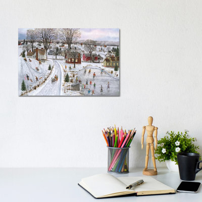 Sleds And Skates by Bob Fair - Wrapped Canvas Print