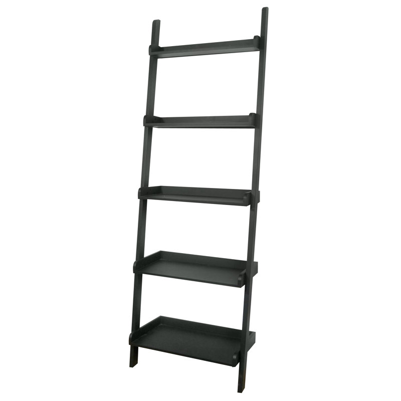 Bibliothèque échelle Loucks, 41 po H x 23 po l x 6 po P, Grain de bois noir