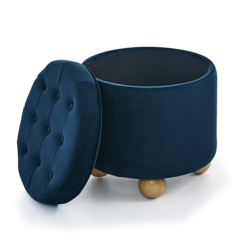 Repose-pieds rembourré avec rangement, Bleu foncé