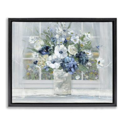 Cadre flottant bleu hortensia et anémone, design par Sally Swatland