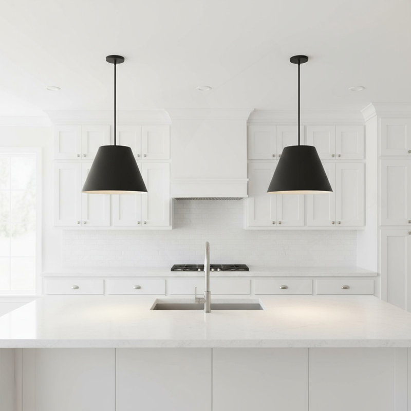 16 Inch Diameter Integrated LED Black Pendant, 11" H x 16" W x 16" D, Black