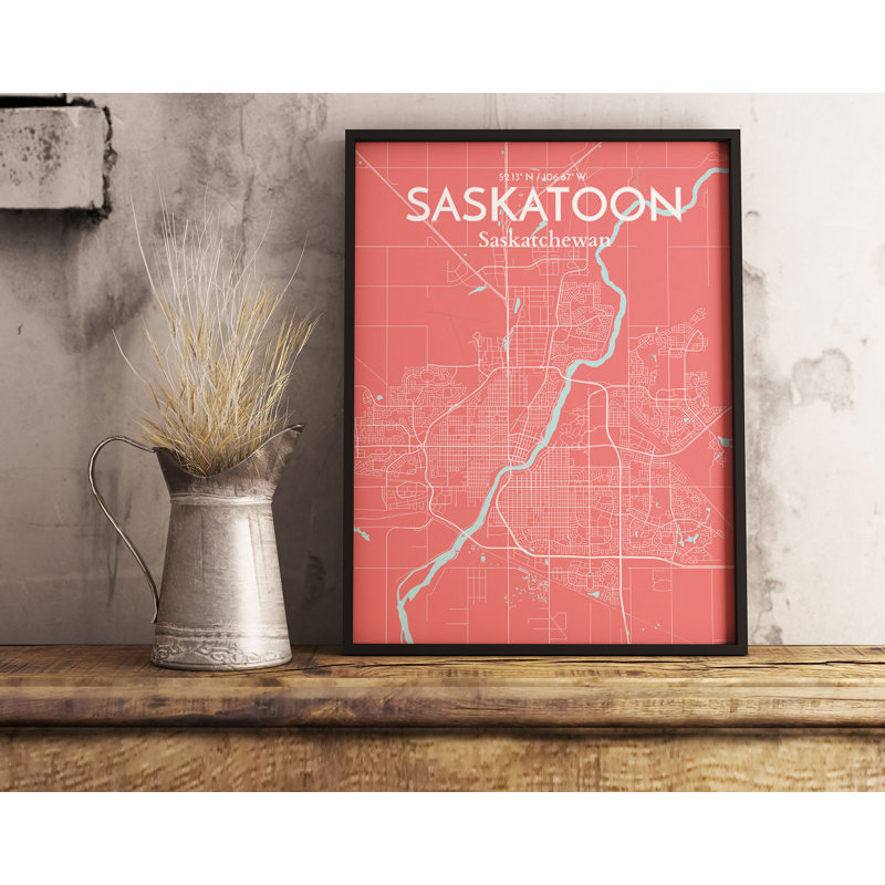 « saskatoon city map », ensemble d’impression sur papier, H 17 po x l 11 po