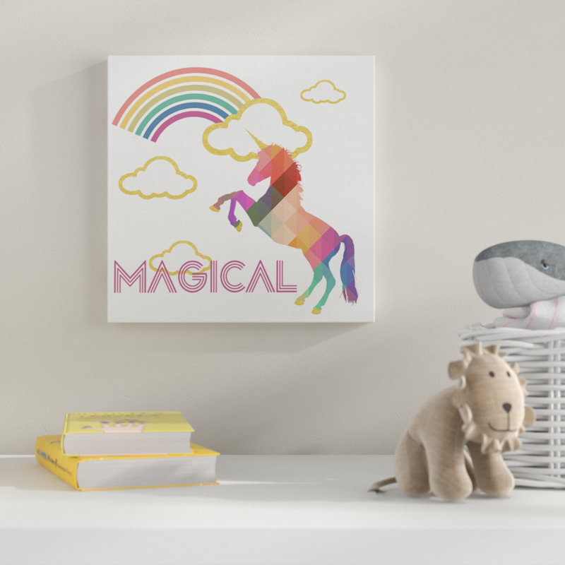 « magique arc-licorne », art mural, Toile, H 17 po x l 17 po