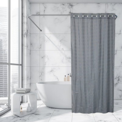 Cubic Hookless Extra Long Shower Curtain Polyester