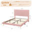 Structure de lit, structure de lit tapissier en velours avec tête de lit ajustable capitonnée à 3 niveaux, support de lattes en bois sans bruit, peut supporter jusqu'à 800 lb, aucun sommier nécessaire-133448961-133448963