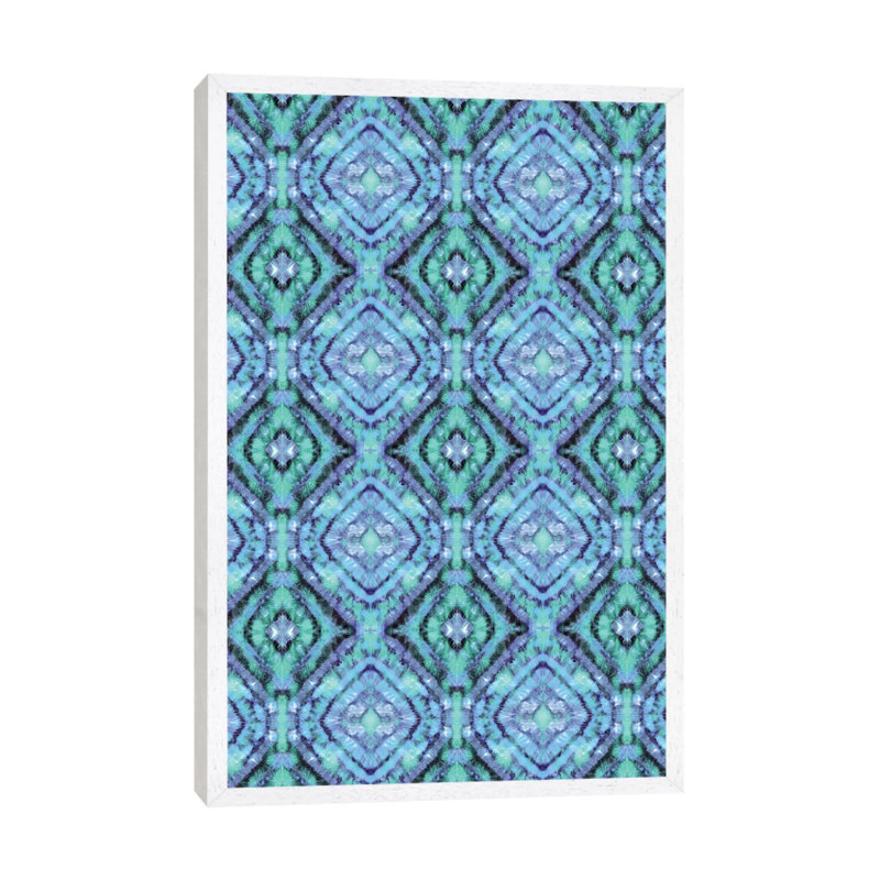 Shibori Boho Nomadic Mirrored 1 Piece Wall Art on Canvas, 66.04cm H x 45.72cm W x 3.81cm D, White Framed