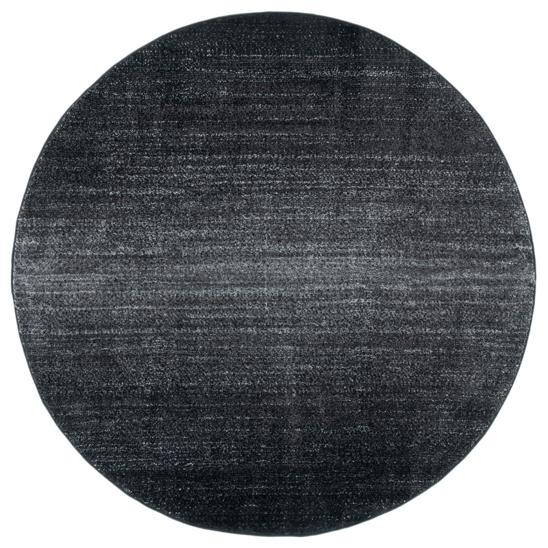 Tapis noir en polypropylène tissé à la machine Diez, Rond 6 pi
