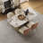 55" Luxury Dining Table with Random Natural Pattern Sintered Stone Top & Metal Base, Modern Rectangular Dining Table, Elegant Kitchen Dining Room Furniture,4-chair-1463010664-1463010665